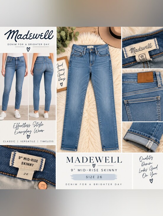 Madewell Denim - Madewell Midrise 9"  Light Blue Skinny Jeans